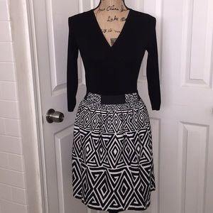 WHBM Black and White Patterned Skirt